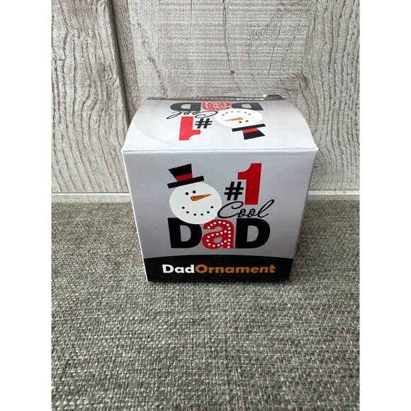 #1 Cool Dad Round Christmas Snowman Silver Ornament w/ Box Unbreakable - Picture 4 of 5